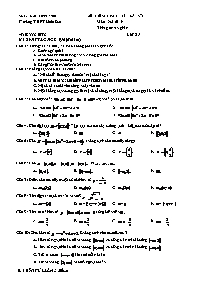 Bộ đề kiểm tra 1 tiết số 1 môn Đại số Lớp 10 - Trường THCS Bình Sơn